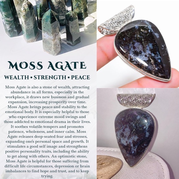 Indian Moss Agate Gemstone Handmade Pendant - Picture 2 of 7